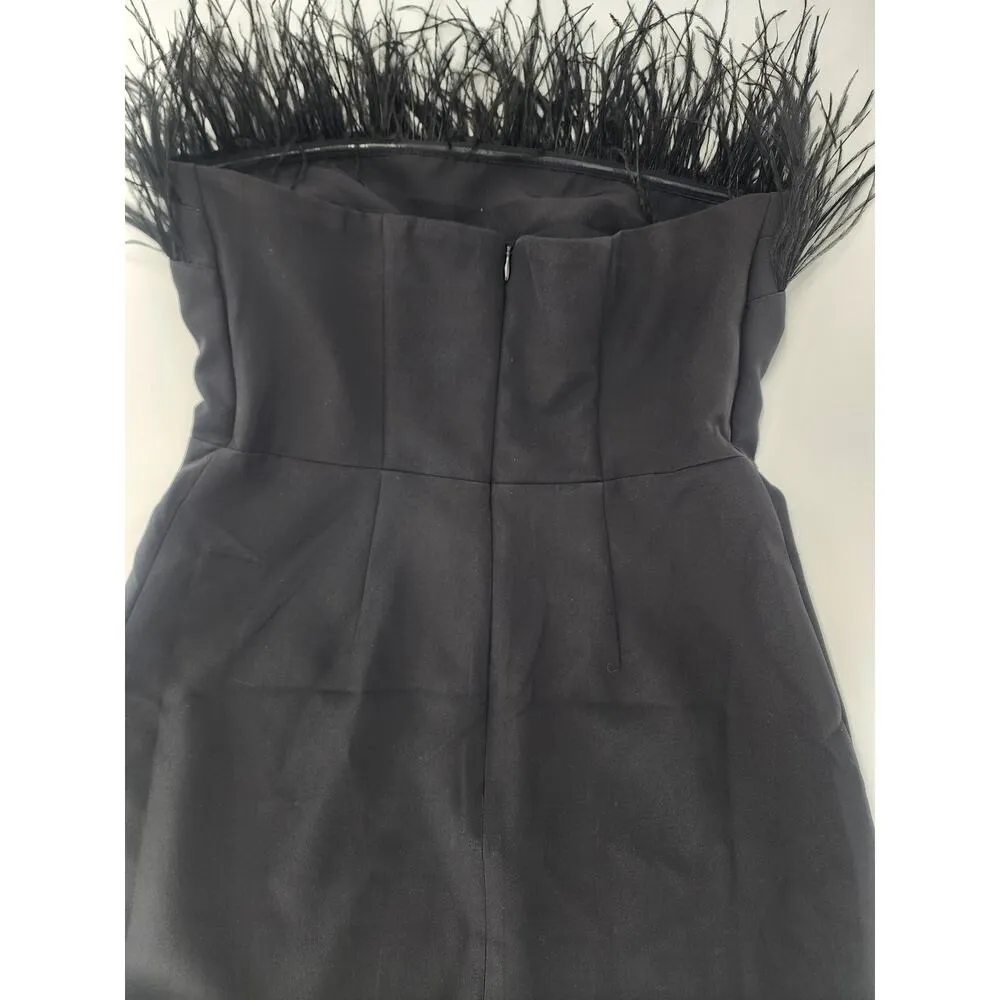 Sam Edelman Black Feather Top Strapless Mini Dress Women's Size 8 - Image 6