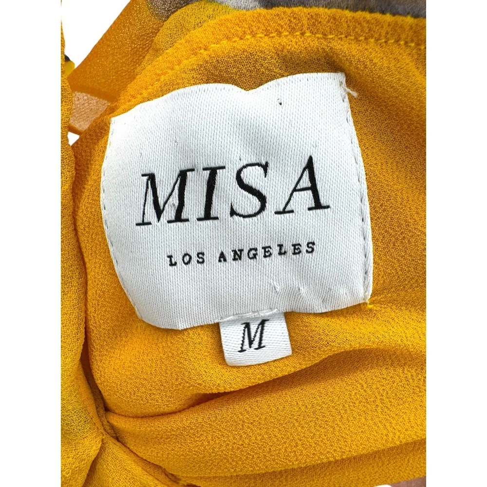 Misa Los Angeles Womens Evele Yellow Floral Printed Ruffle Mini Dress Romantic M - Image 5