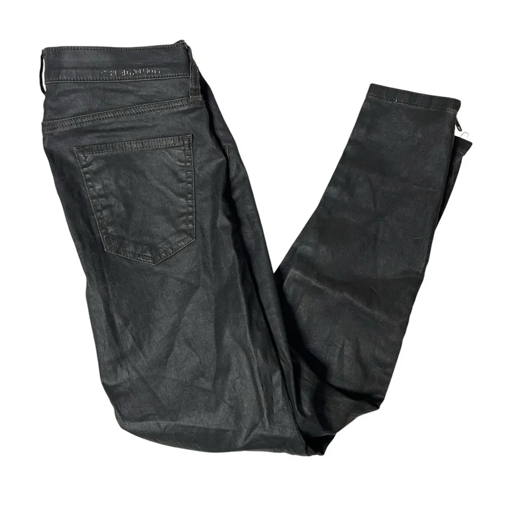 CURRENT ELLIOTT The Soho Zipped Stiletto Jeans Grey Coated Retro Skinny Size 25 - Image 2