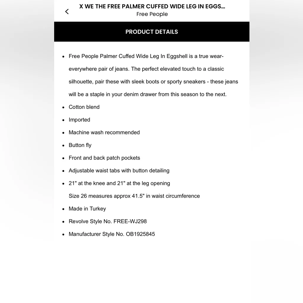 Free People We the Free Palmer Cuff Jean Eggshell - Image 3