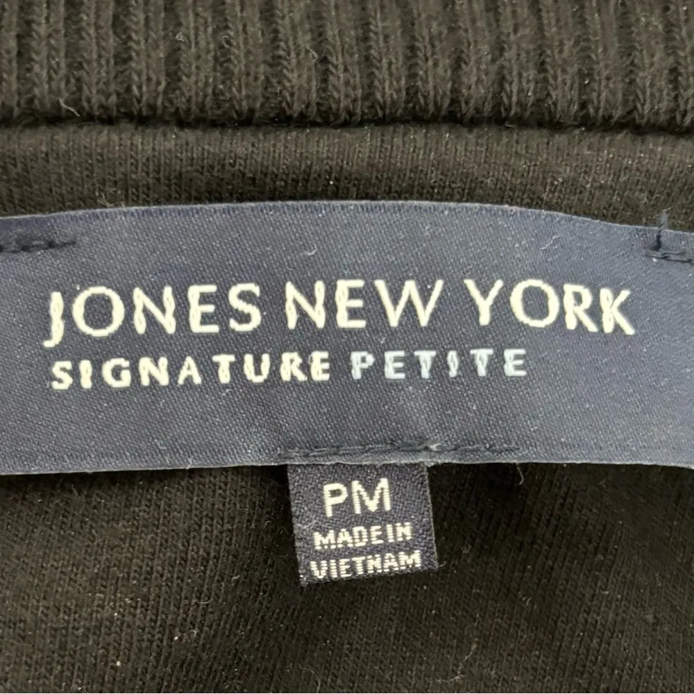 Jones New York Signature Women’s Front Zip Knit  Jacket Black Size Petite Medium - Image 3