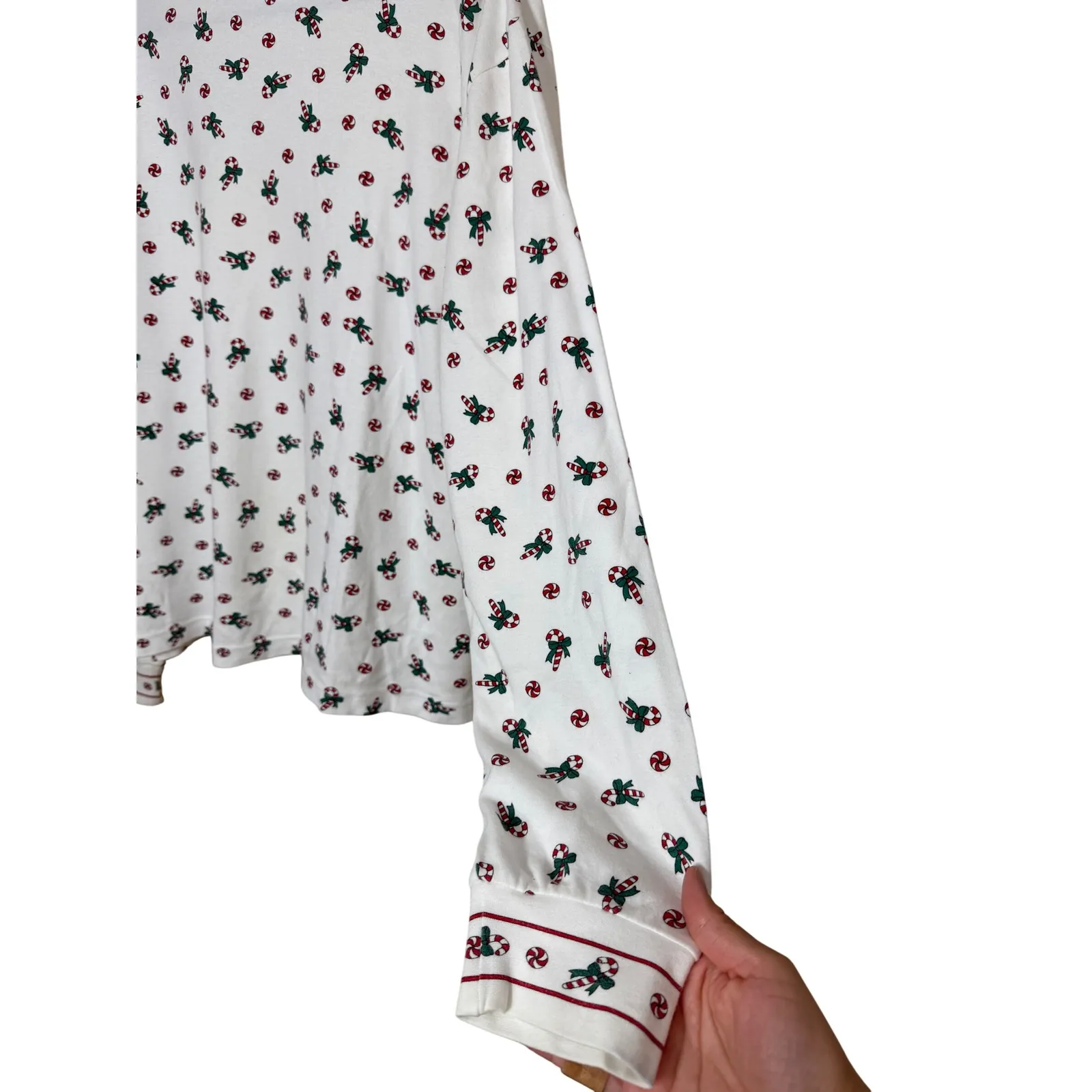 Westbound White Christmas Candy Cane Print Mock Neck Long Sleeve Top Size L - Image 4