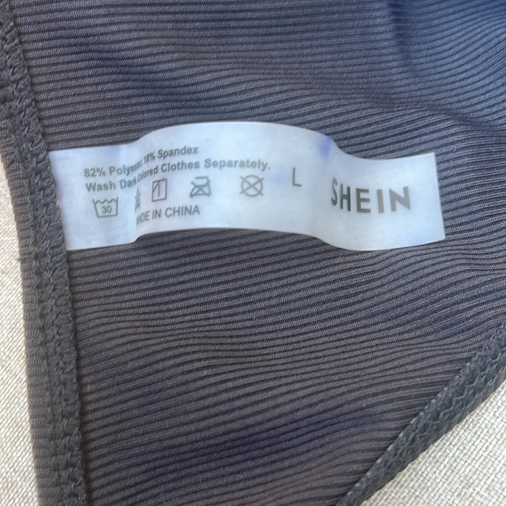 Shein black 2-piece bikini swimsuit triangle top size large NWOT - Image 4