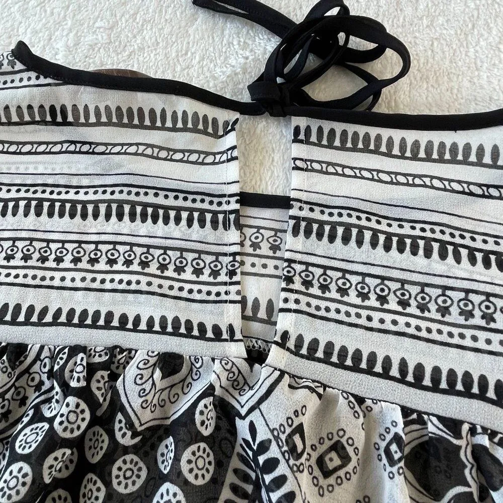 Ann Taylor Loft Floral Sheer Blouse Womens M‎ Black Long Sleeve Boho Festivalk - Image 14