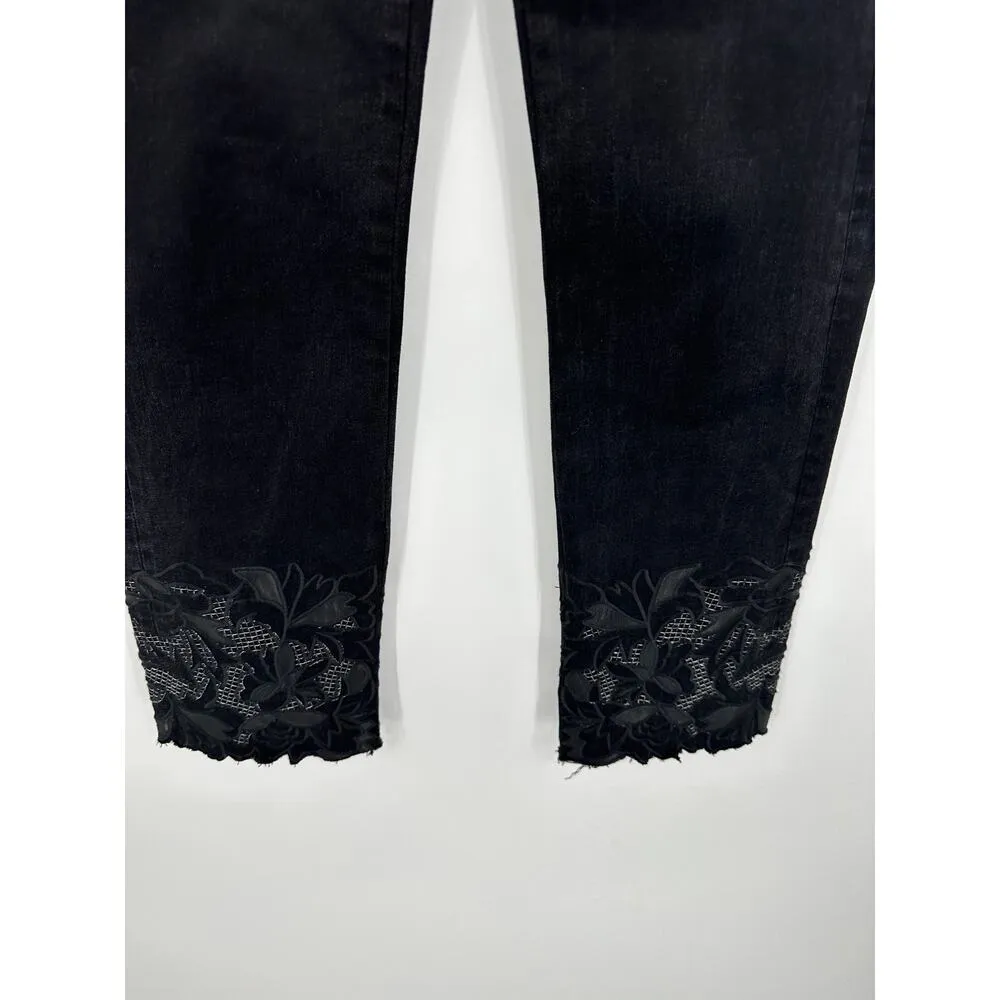 LVPL by Liverpool Black Wash Jeans Womens Size 0 The Crop Embroidered Western - Image 3