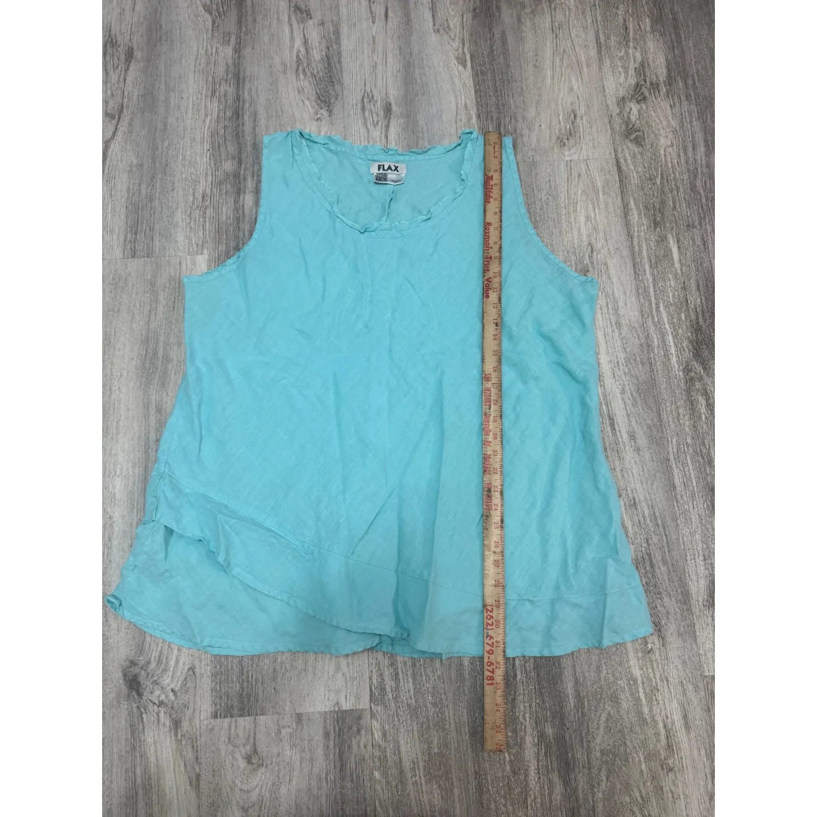 FLAX Linen Tank Top Sleeveless Aqua Blue  Women's‎ Size 3G (24-26) - Image 6