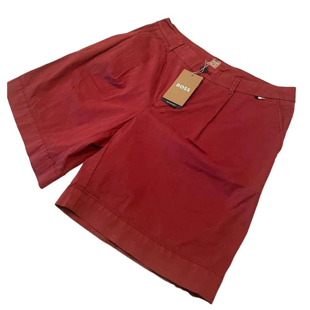 NWT Hugo Boss Women's Red Cotton blend Pleated front with pockets,  B41 - Image 3
