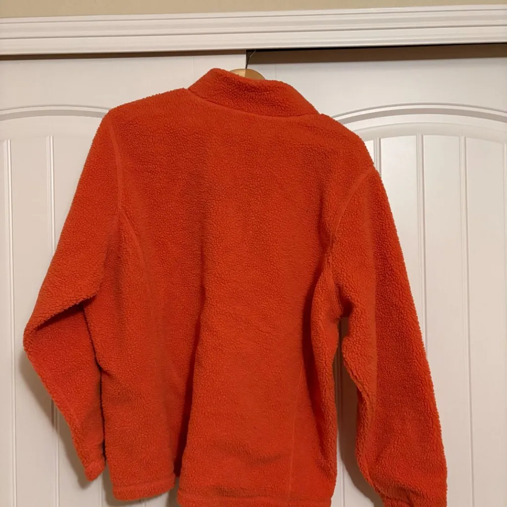 Lands' End Sherpa Fleece 1/4 Zip Pullover XL 18-20 Xtra Large Orange Casual Cozy - Image 2