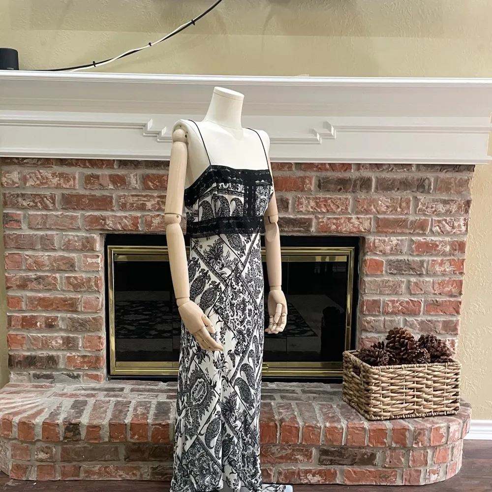 paisley asymmetrical maxi dress with lace / 8 / Excellent condition - Image 6