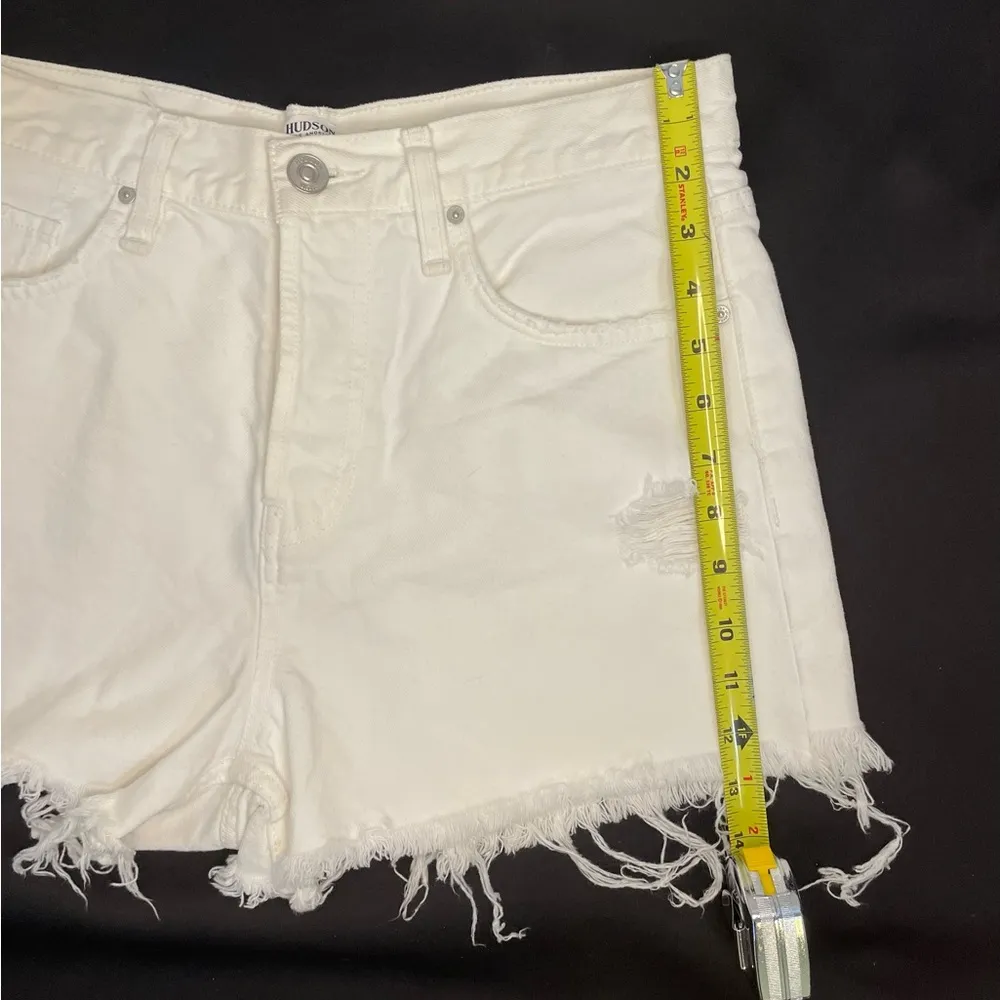 Lori High-Rise White Cutoff Frayed Denim Jean Shorts 28 Button Fly - Image 11