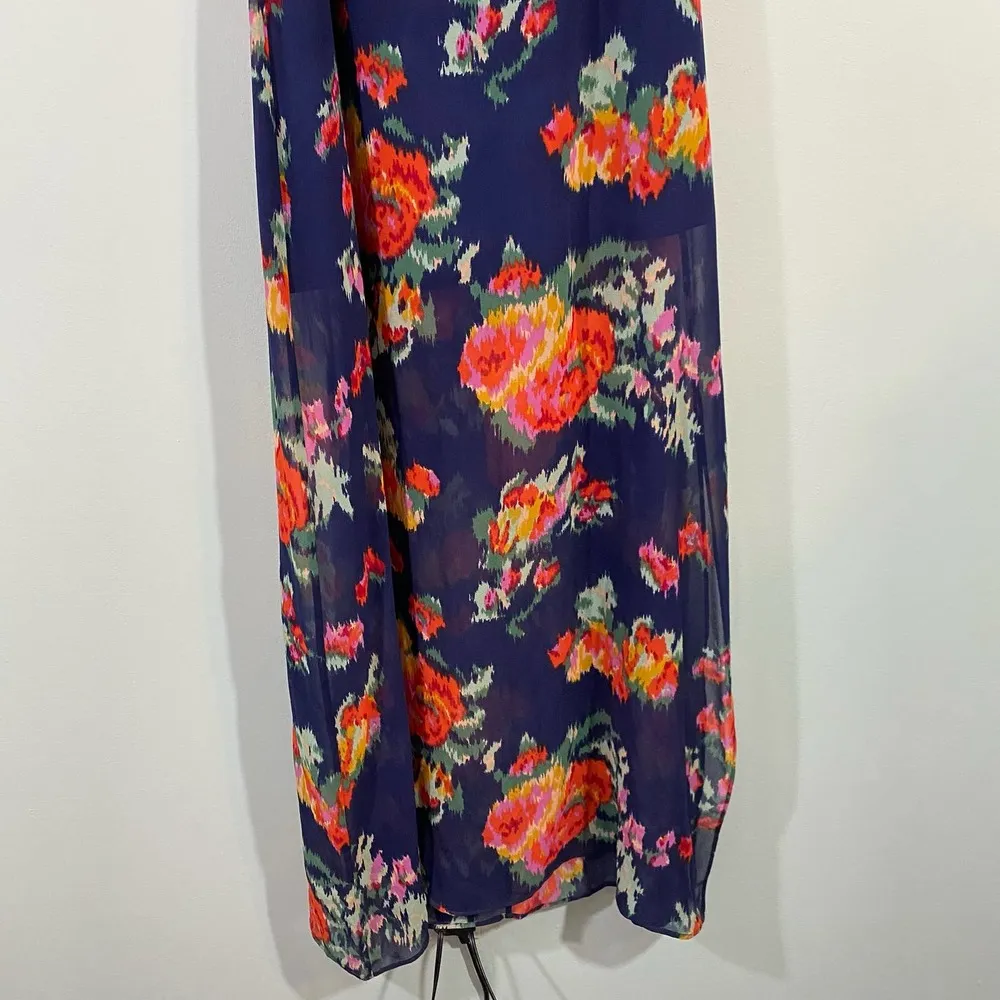 Joie Women's Thura Blue Floral Tiered Maxi Silk Slip Dress Size S - Image 6