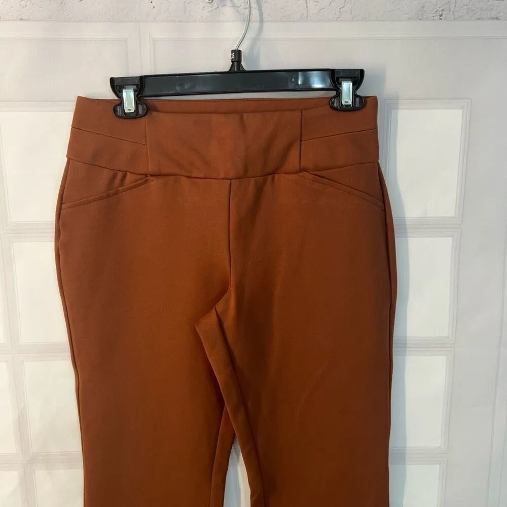 New York & Company NWT Brown Orange Ponte Knit Jersey Faux Look Dress Pant Small - Image 2