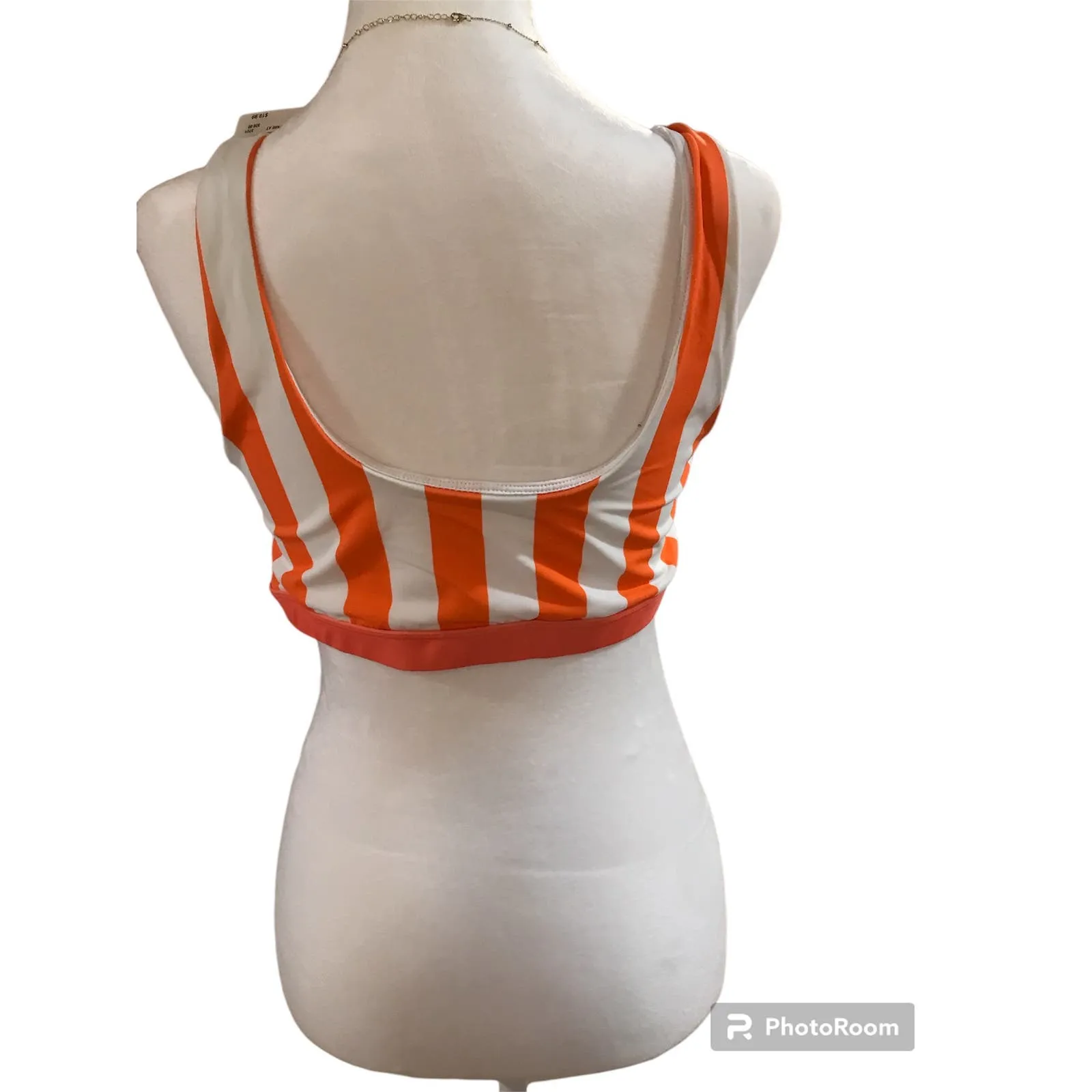 Striped Large 2 piece New High Waisted Bikini Set‎ Orange - Image 3