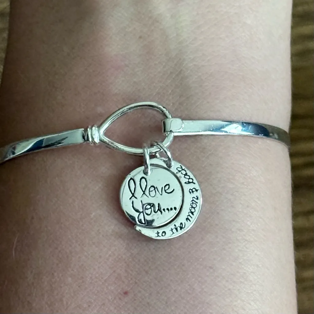 Unwritten Sterling Bangle Charm Bracelet I‎ Love You To The Moon And Back - Image 4