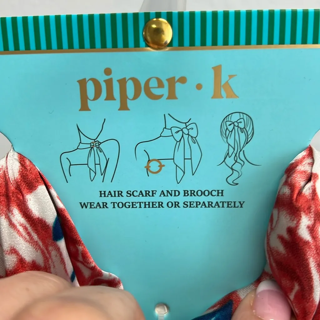 Piper K | Floral Scarf w/ Brooch - Image 2