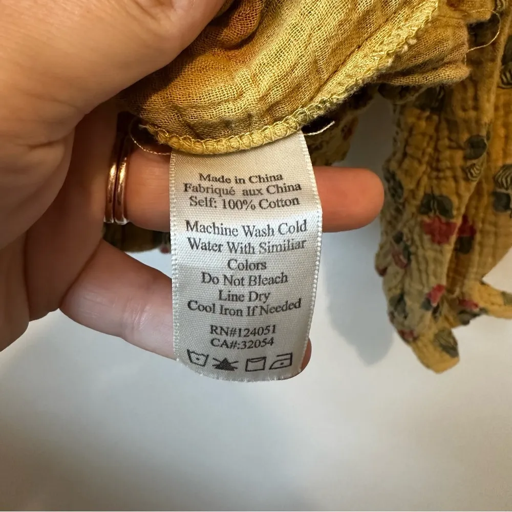 Porridge Clothing Anthropologie Muslin Cotton Blouse Top Women’s size Small boho Yellow - Image 6