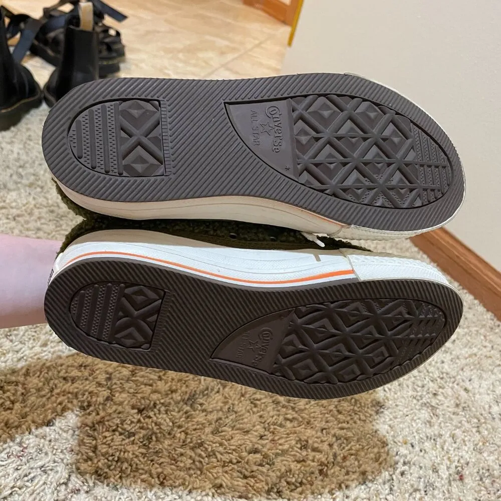 Converse Sherpa EVA Platform High Top Sneakers Dark Moss Bold Mandarin Y4.5/W6.5 - Image 8