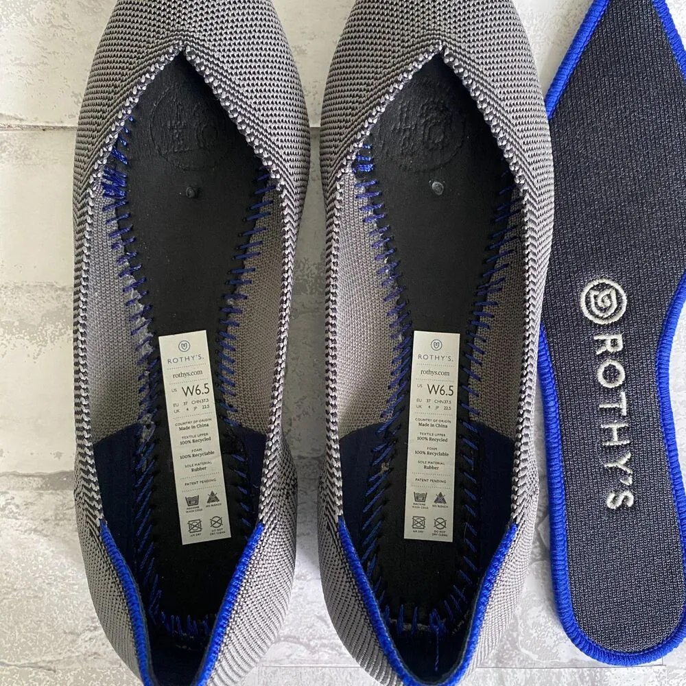 Rothys The Point Cloud Grey Birdseye Flexible Upper Gum Outsoles Shoes Sz 6.5 - Image 10