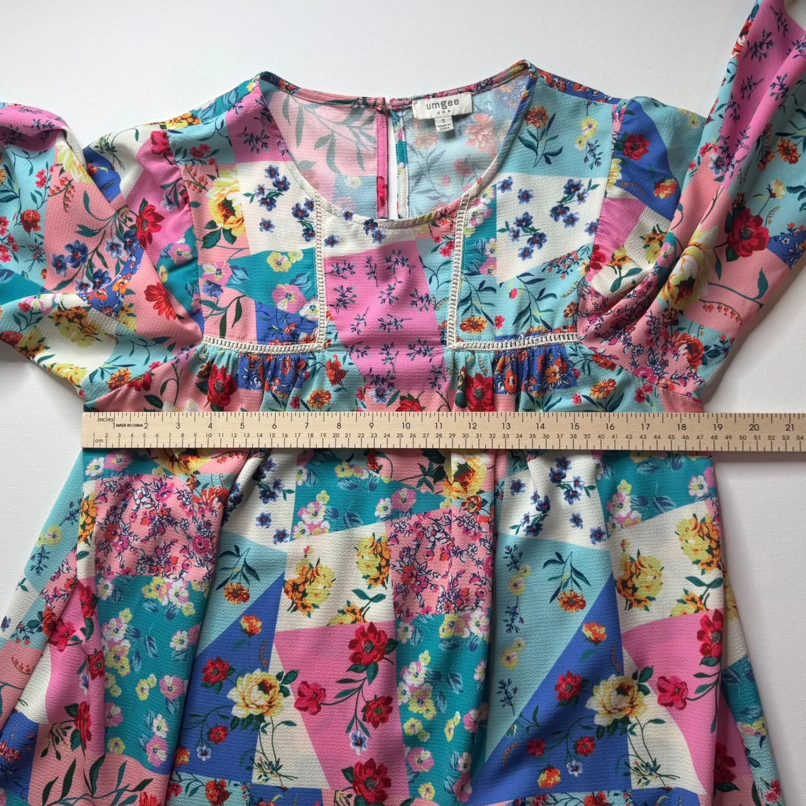 Umgee Floral‎ Patchwork Dress Small Periwinkle Colorful Boho Flowy Hippie Boho - Image 13