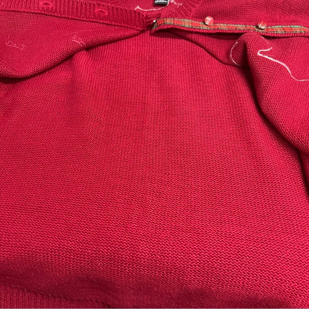 Red Scottie Dog Pattern Sweater 3x button down plaid cardigan bell - Image 10