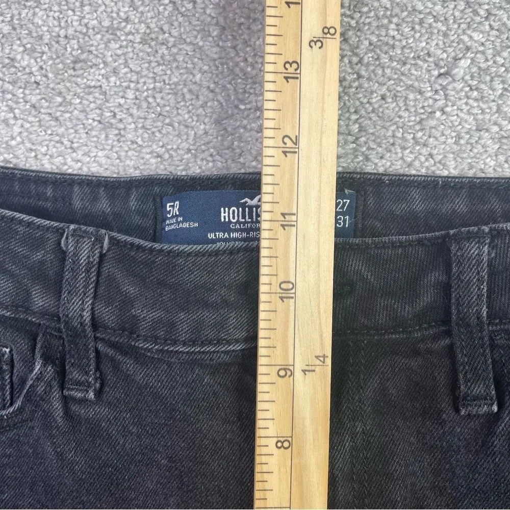 Hollister Dad Jean Women's 27 Black Straight High Rise Stretch - Image 8
