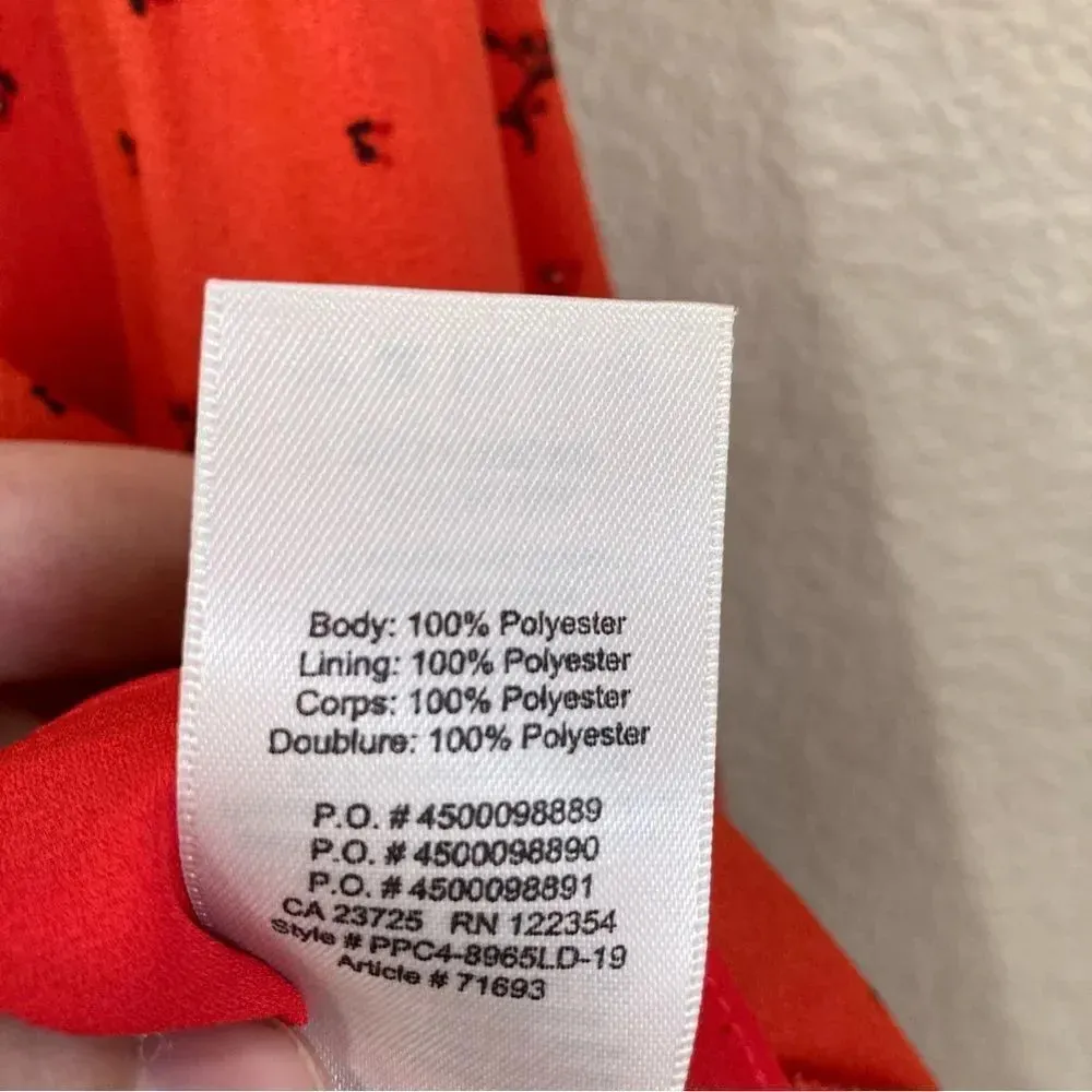 ARITZIA Wilfred Effet Dress Red Orange Floral Dress Size Medium - Image 8