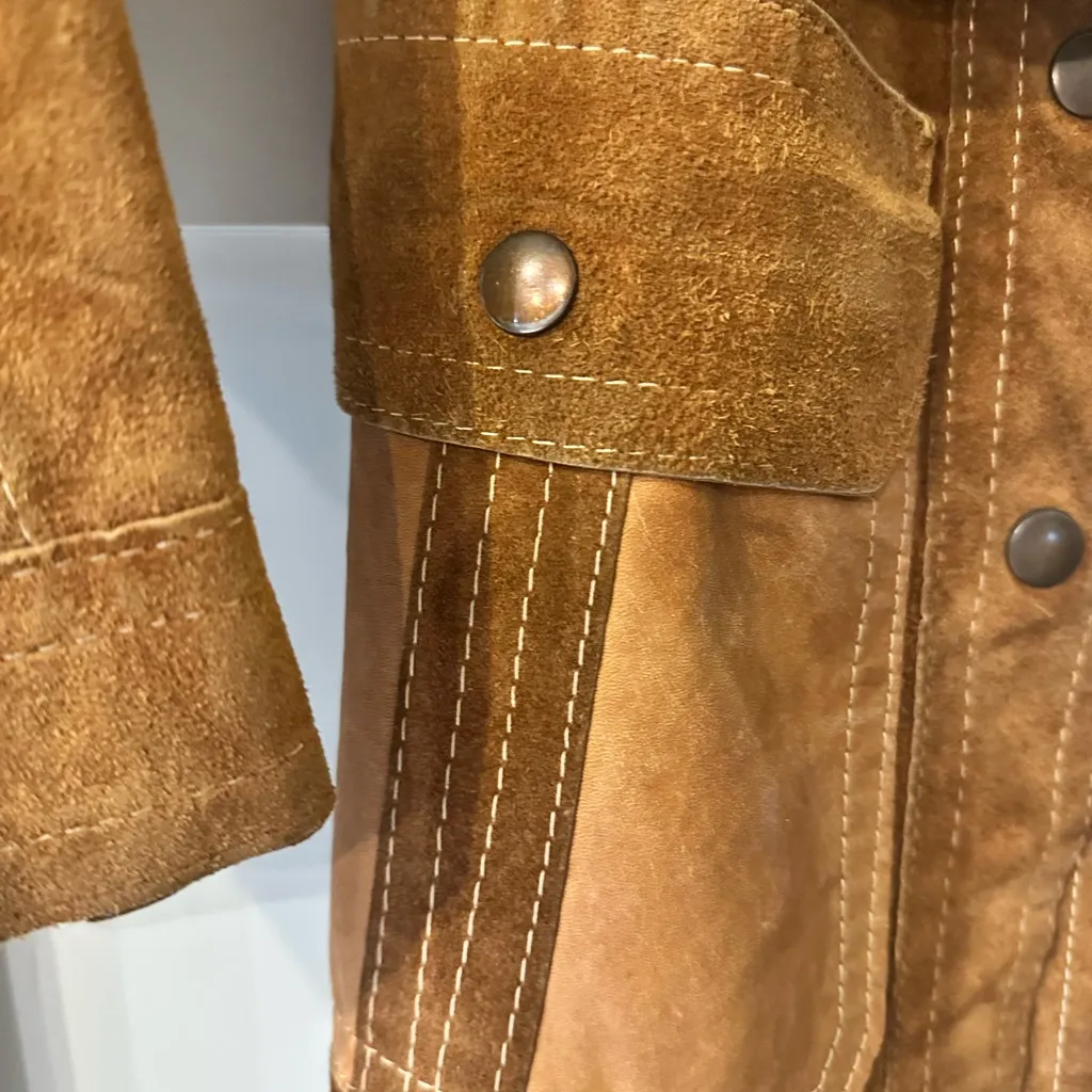Genuine 1960s Vintage handmade reversible leather/suede jacket Tan Size XS - Image 7