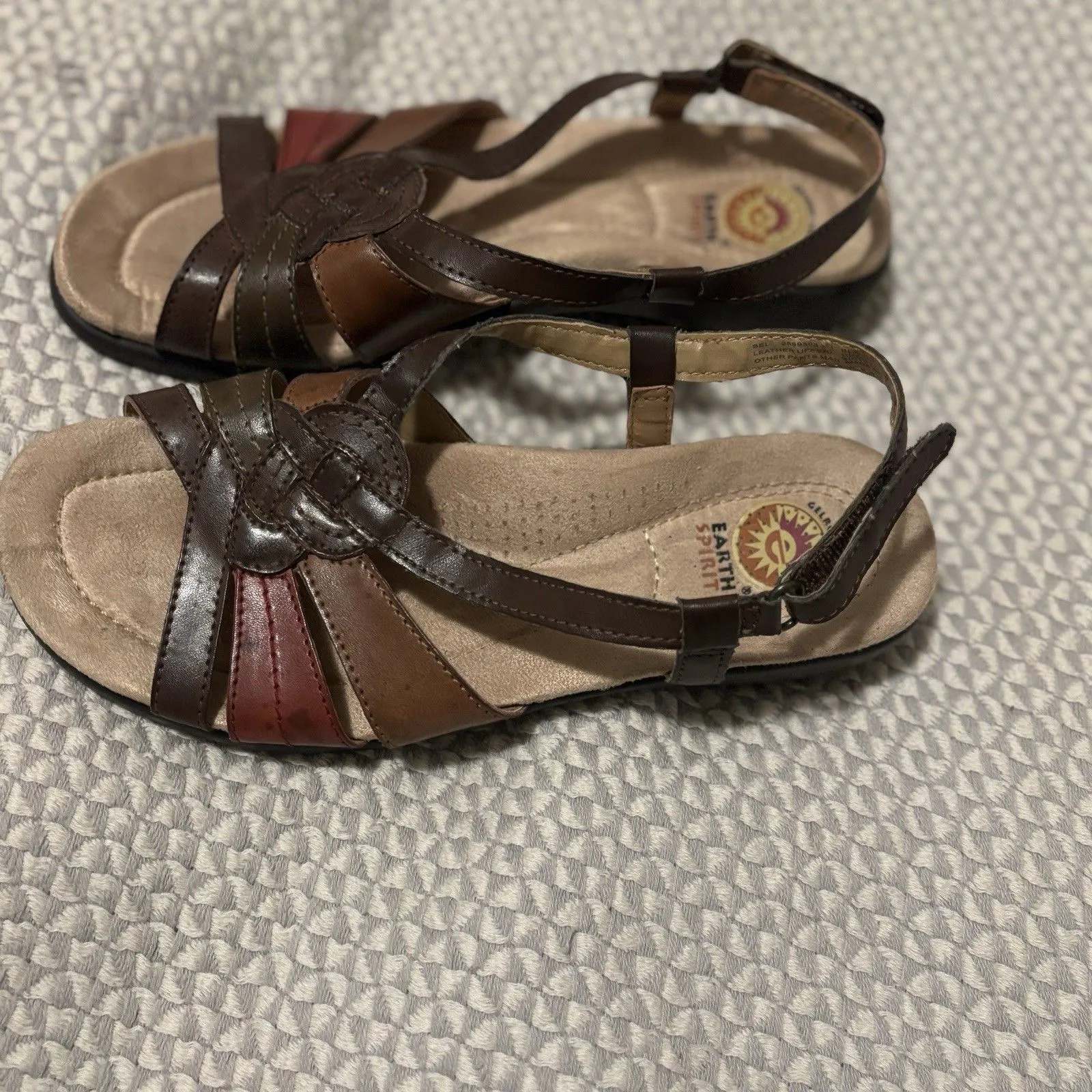 Earth Spirit Leather Sandals Womens 8 Multi Color Comfort Walking Strappy Shoes - Image 7
