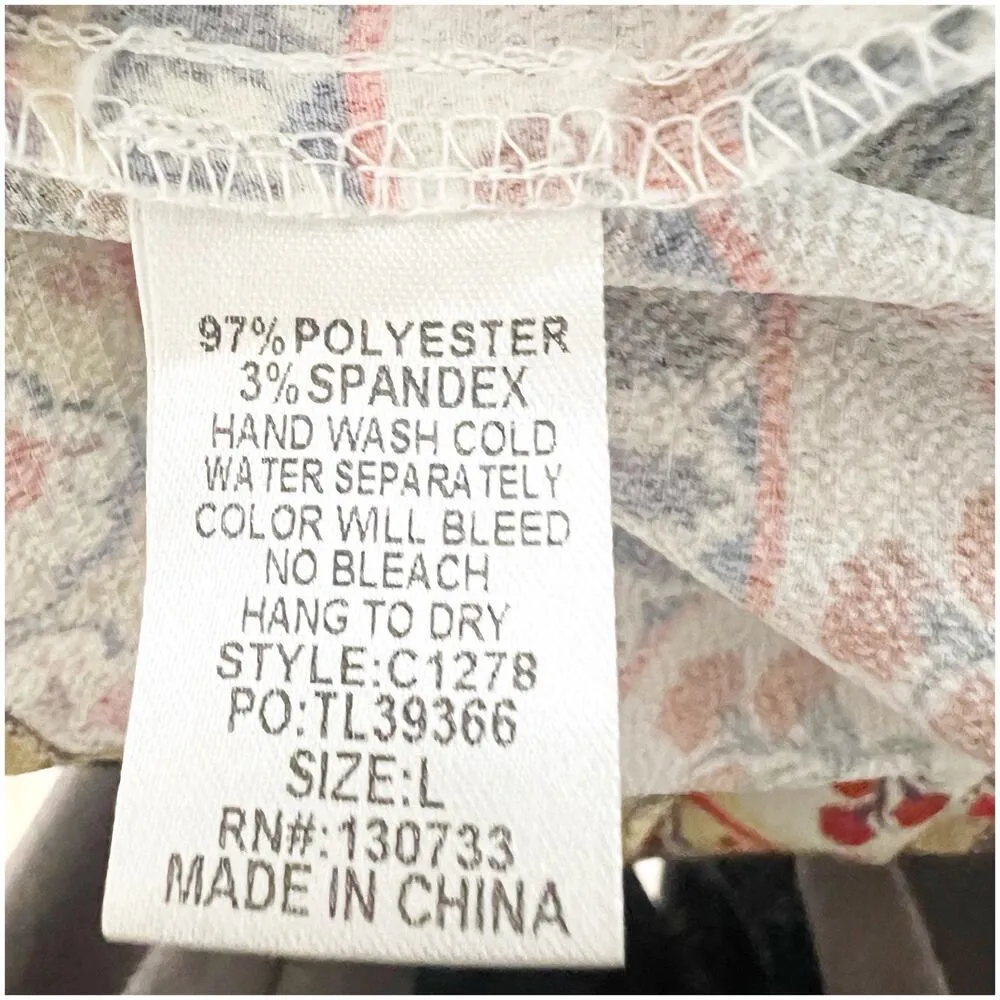 Umgee Scarf Print Knee Length Dress Size Large Bohemian Multicolor Off Shoulder - Image 14