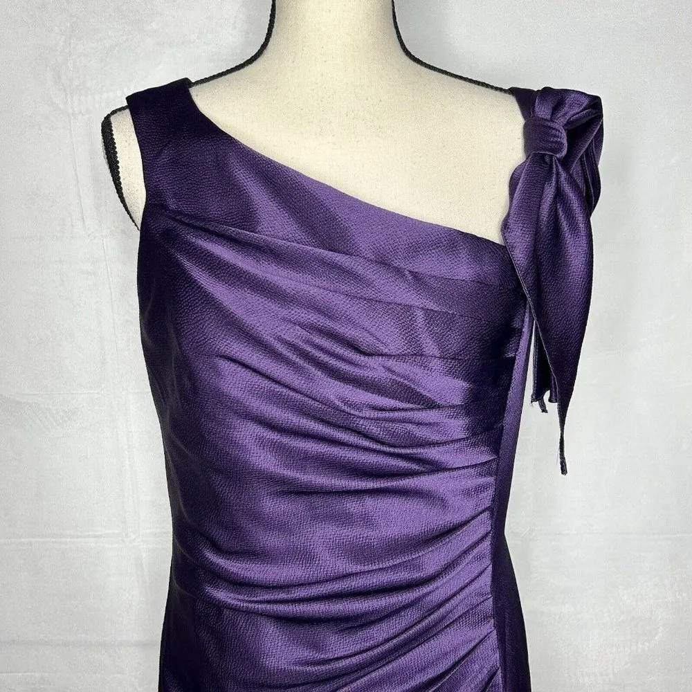 White by Vera Wang Royal Purple Bow Sleeveless Formal Dress Sz 12 Lined - Image 2