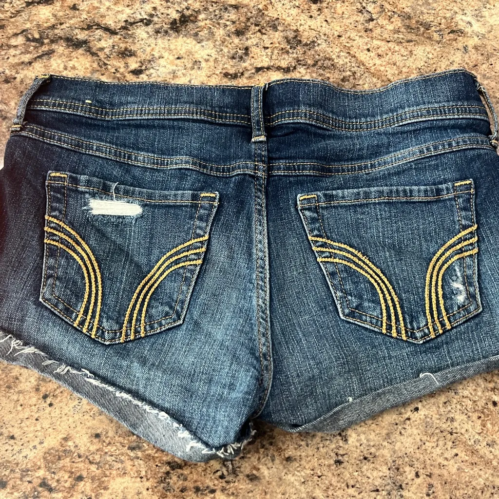 Hollister Blue Distressed Jean Shorts - Image 2