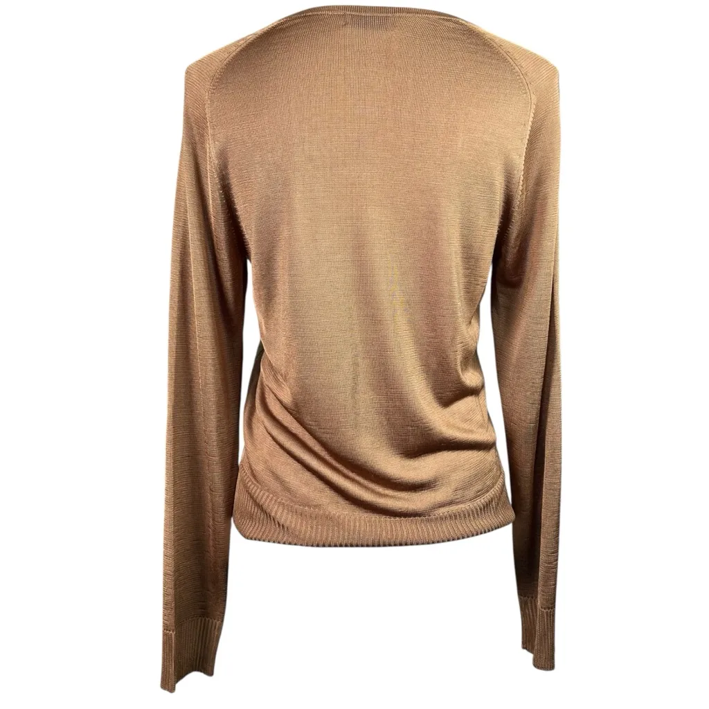 Dries Van Noten Women’s V-Neck Tan Sweater Size Medium - Image 3