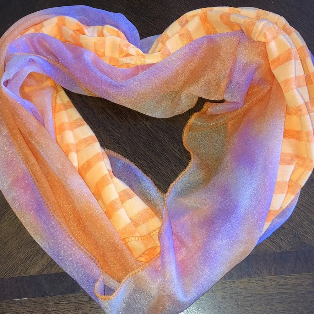 Orange Stripes Purple Sheer Ombre Infinity Scarf Wrap - Image 5