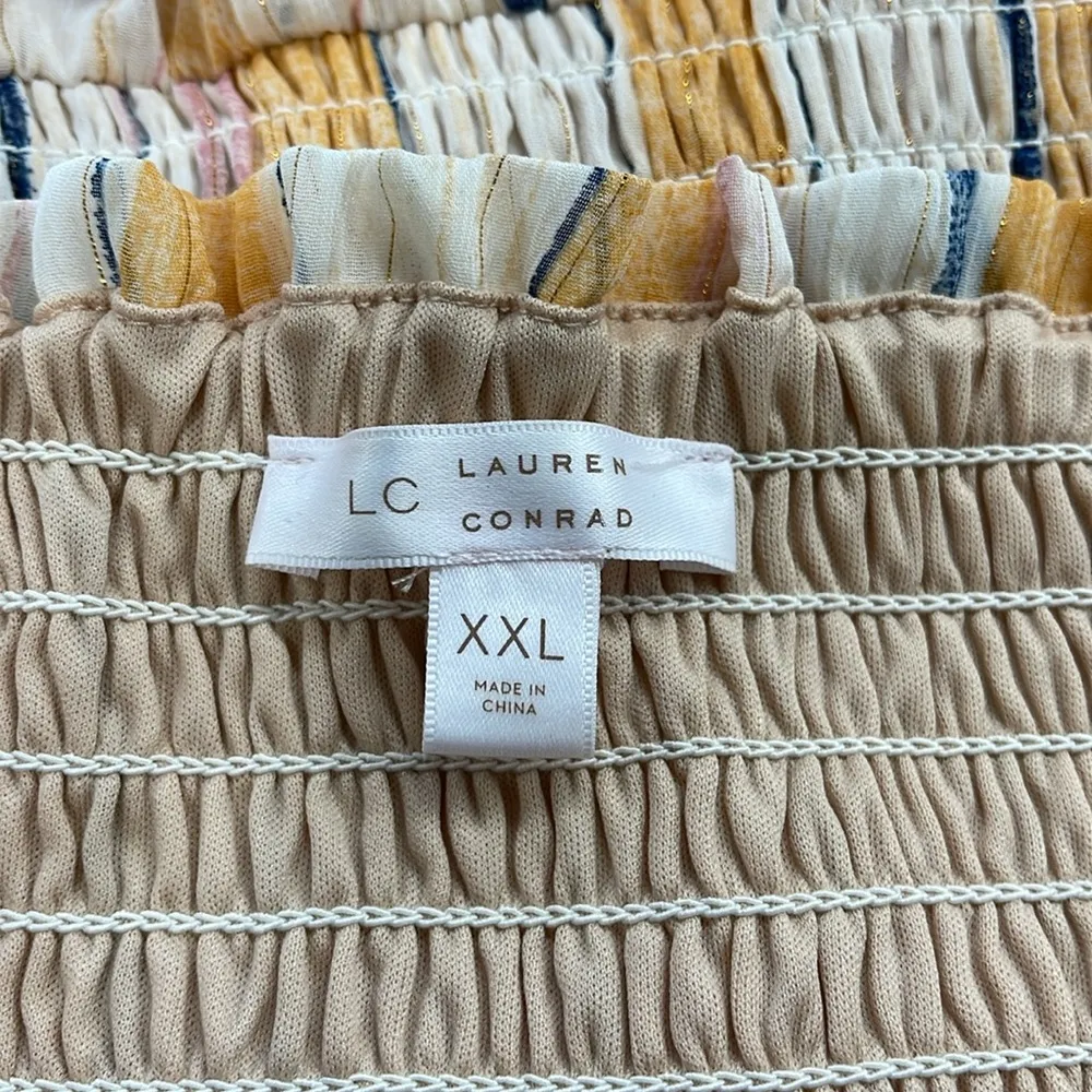 Lc Lauren Conrad Striped Smocked Flutter Midi Dress Size XXL - Image 9