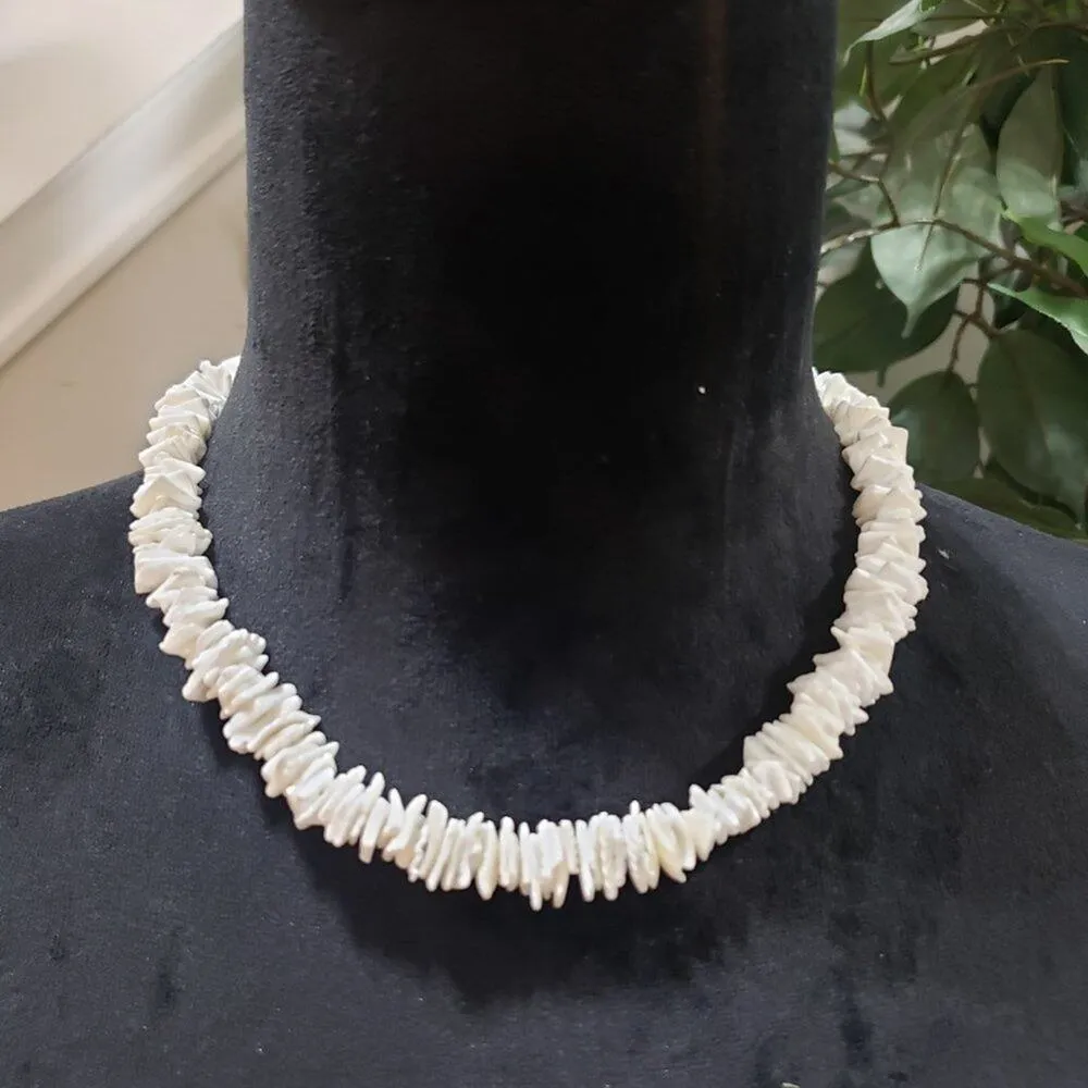 Women's Jewelry White Hawaiian Chipped Puka Sea Shell Necklace - Image 2