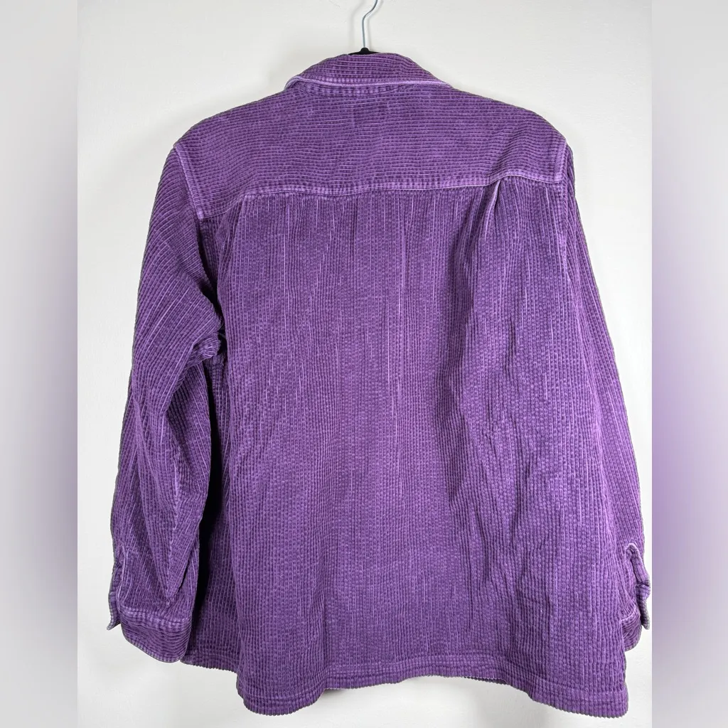 LL Bean Women Corduroy Long Sleeve Button Down Shacket Shirt Medium Pink Outdoor Purple Size L - Image 2