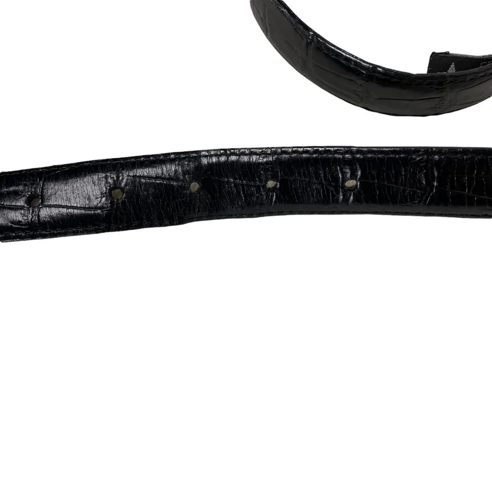 Brighton Black Leather Embossed Belt Silver Buckle - Image 4