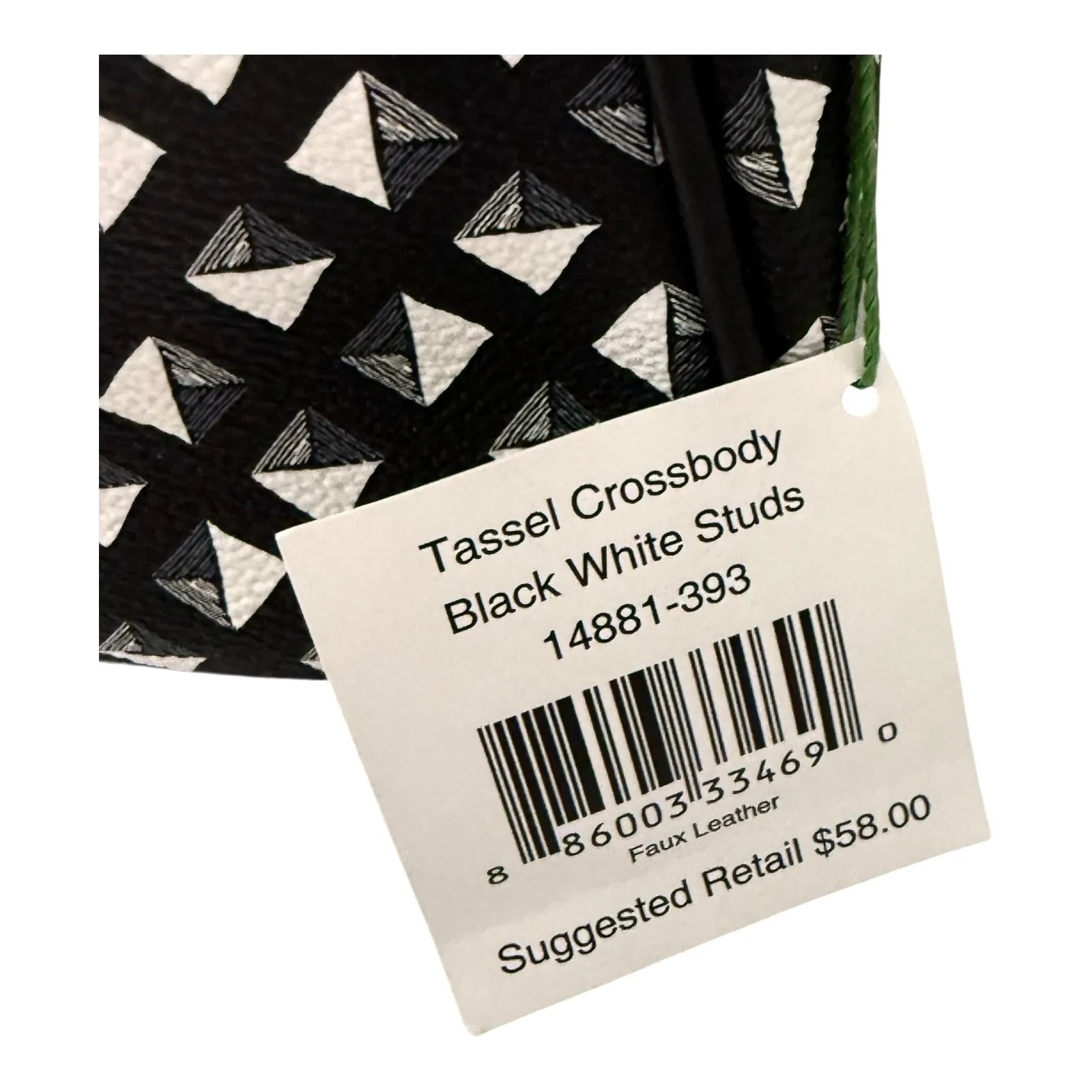 Vera Bradley TASSEL CROSSBODY HANDBAG Shoulder Purse Black White Vegan Leather - Image 6