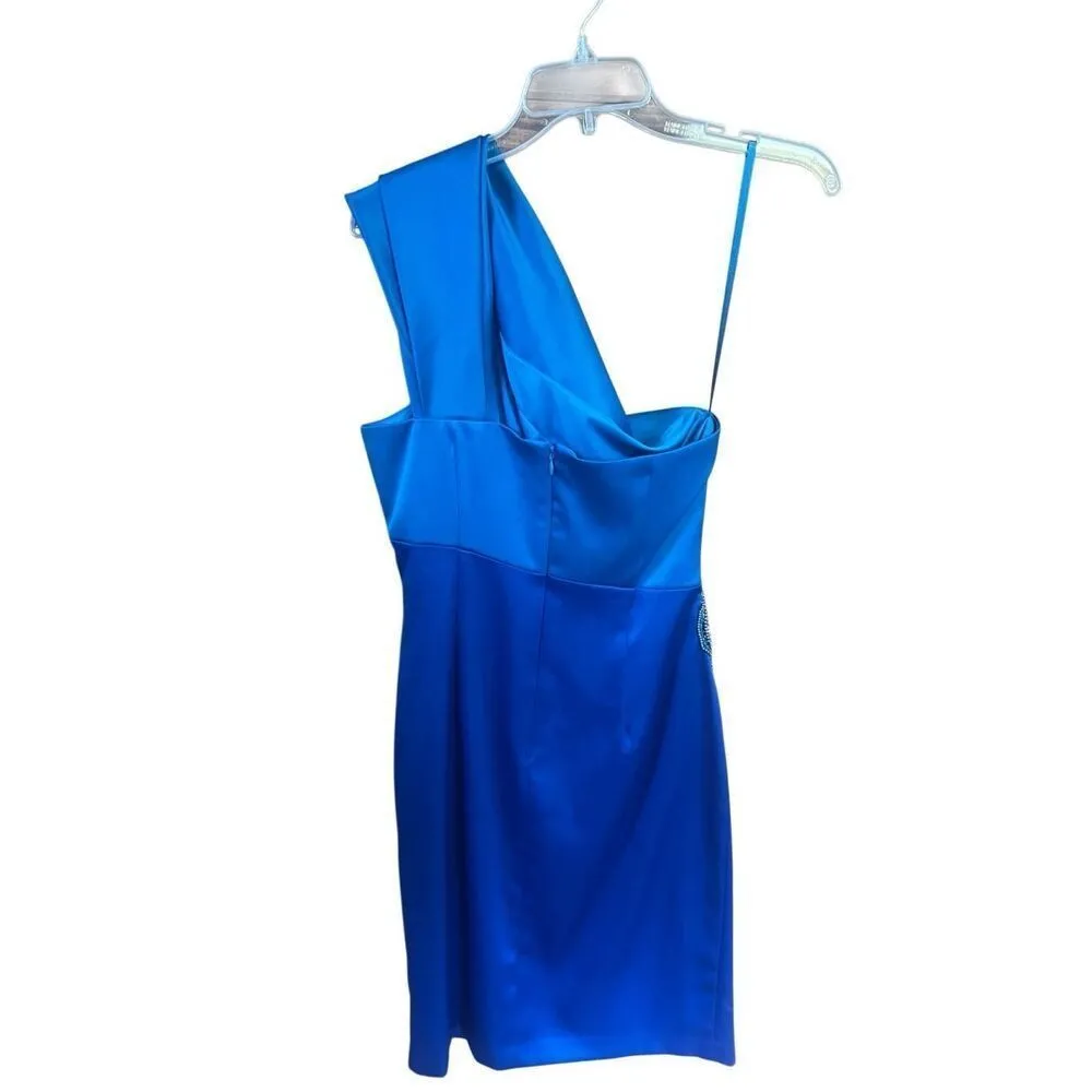 Jessica Howard  Evening One Shoulder/appliqué Dress Sz 8 Blues NWT - Image 2