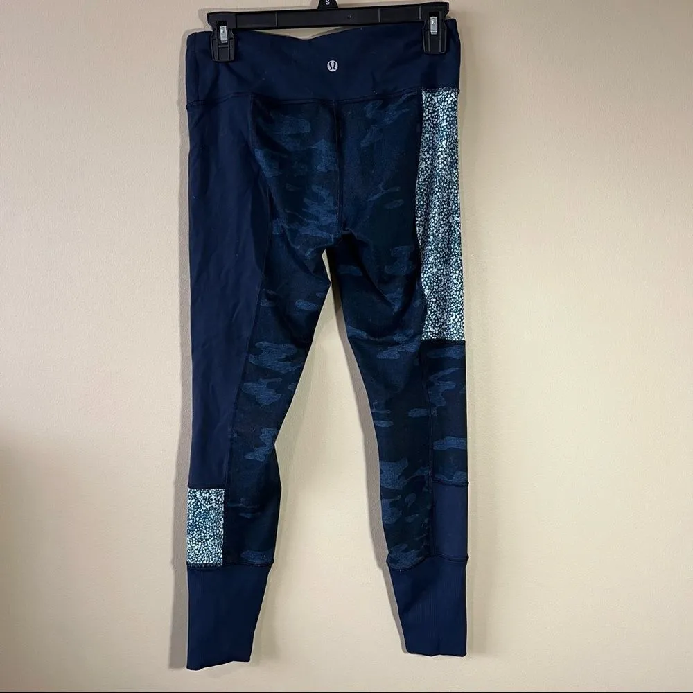 Lululemon Sashiko Blue Camo Patchwork Wunder Under Leggings 6 - Image 5