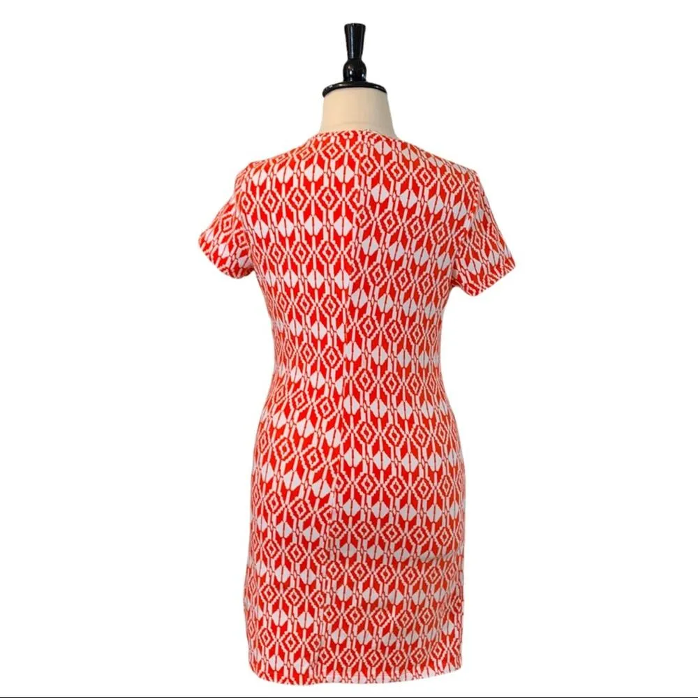 Old Navy Women's Tee Dress Orange White iKat Print T-shirt Size XL - Image 4