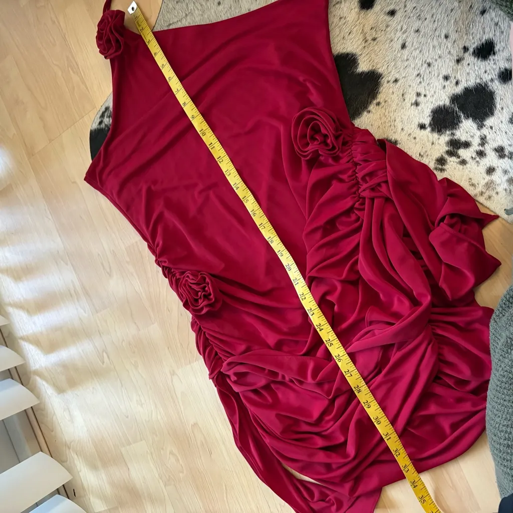 JLUXLABEL Burgundy‎ Tabitha Halter Rose Mini Dress Size XXL - Image 10