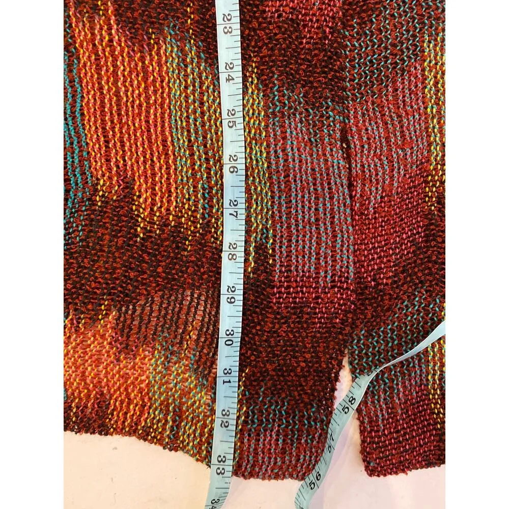 Vintage Narda Hand Dyed Hand Woven Ikat Cardigan Long Sleeve EUC Sz XL 1 Button Red - Image 12