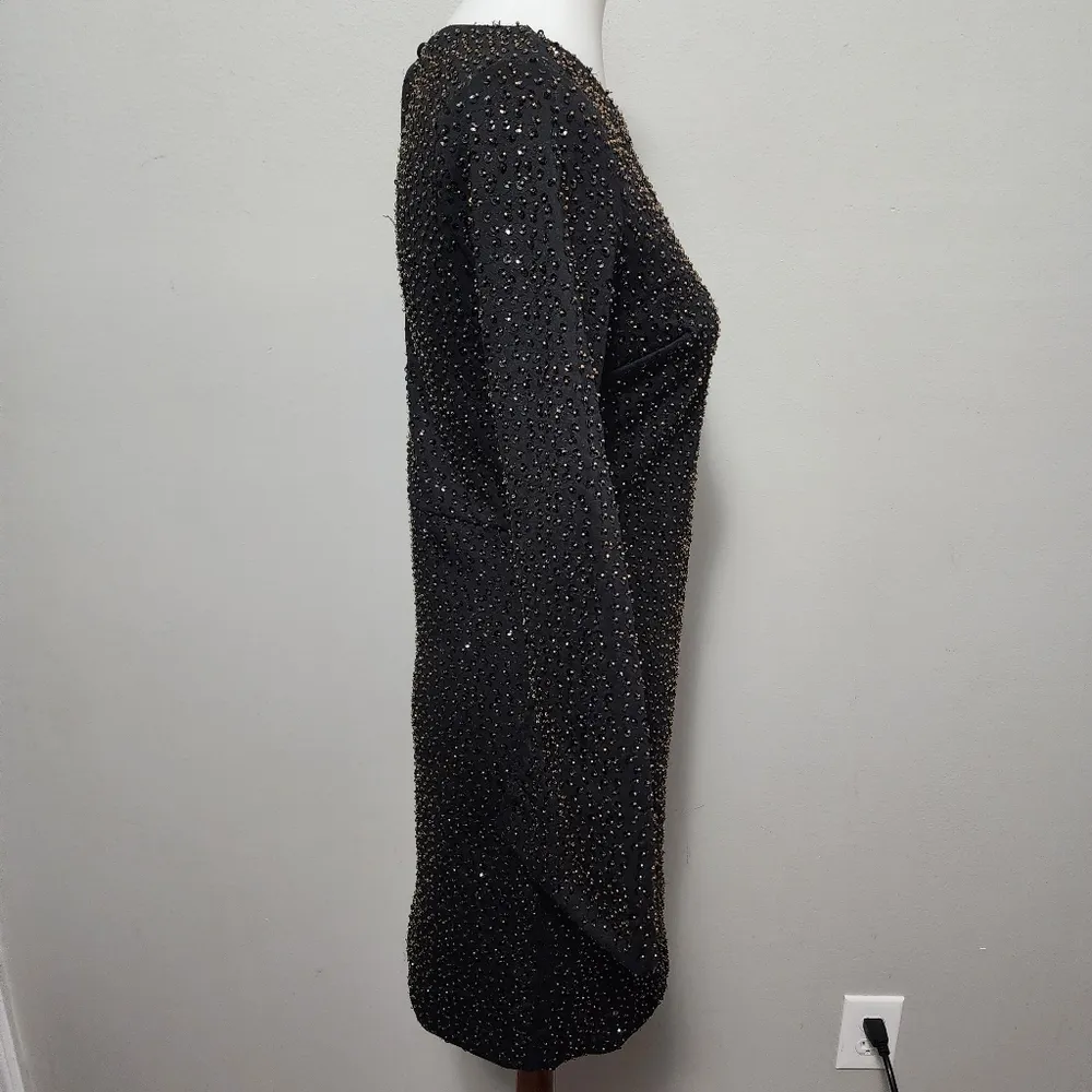 Altar'd State Kelvie black beaded sequin bell sleeve mini dress size small - Image 5