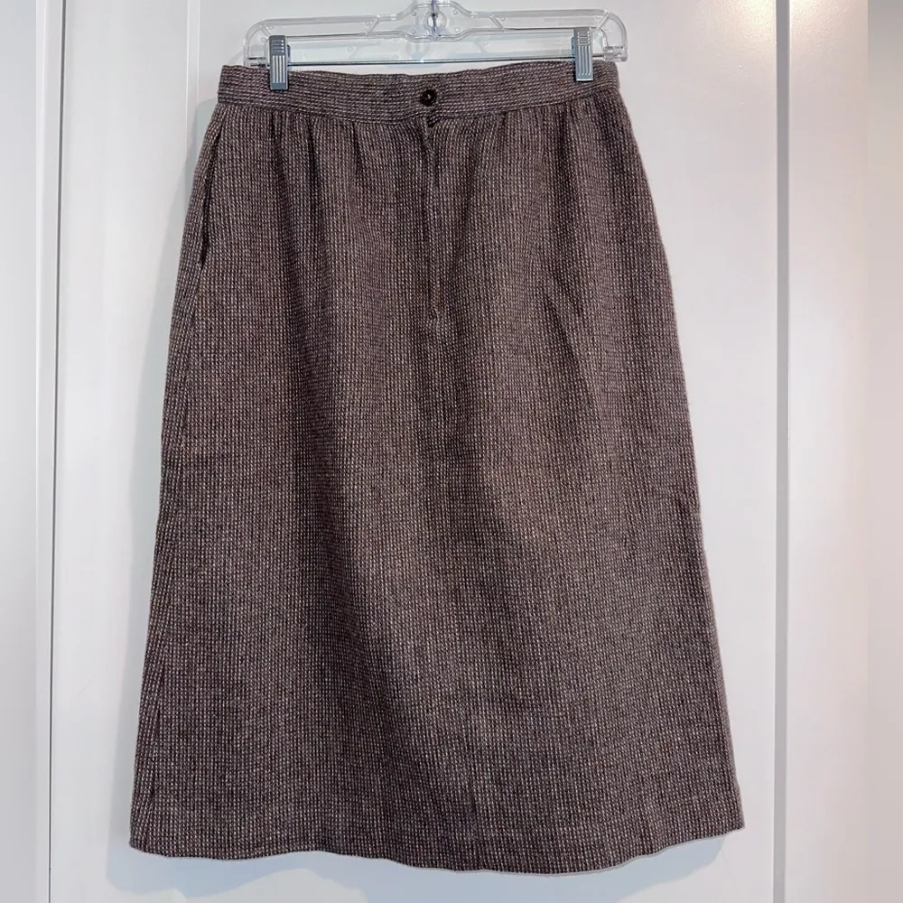 Grand Tier‎ Vintage Wool Blend Pencil Skirt Size 12 Office Business Casual Work Tan - Image 2