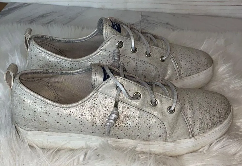 Sperry Crest Vibe Silver Perforated Sneakers 6 - Image 2