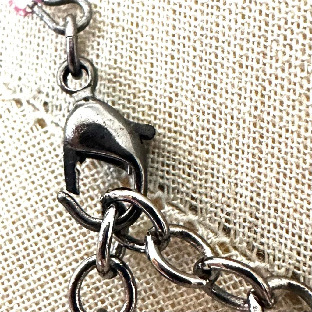 Guess Gunmetal Mesh & Beaded Choker Necklace | Pink Purple Seed Beads Statement - Image 5