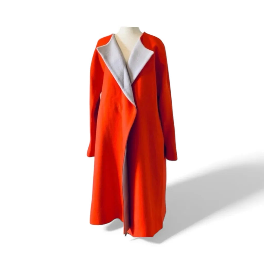 Milly Runway Crimson Wool Overcoat Jacket Small - Image 2