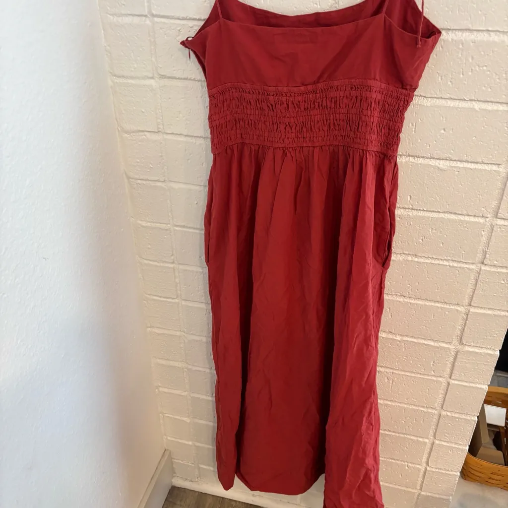 Zara straps red midi maxi dress with pockets - Image 7