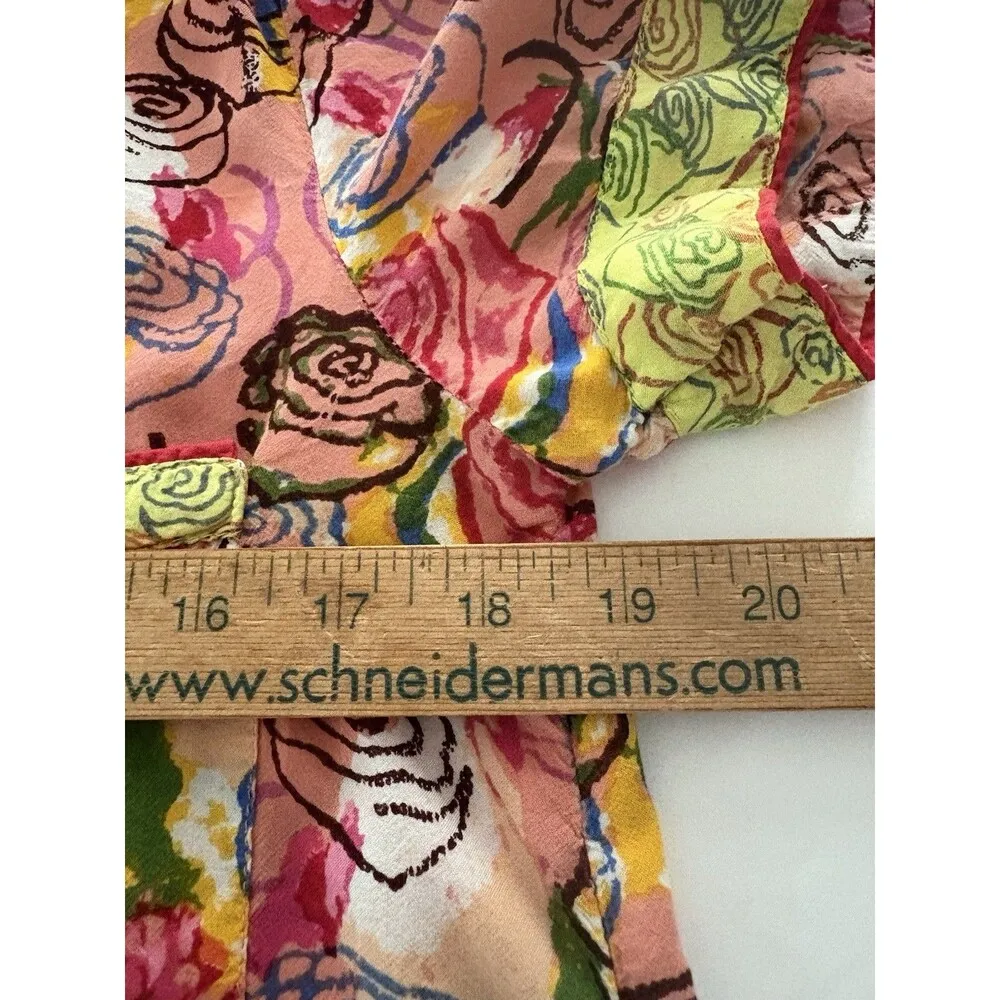 Anthropologie Spogart XS Pink Garden Party PJ Top Rose Floral Artsy Oversize * - Image 7